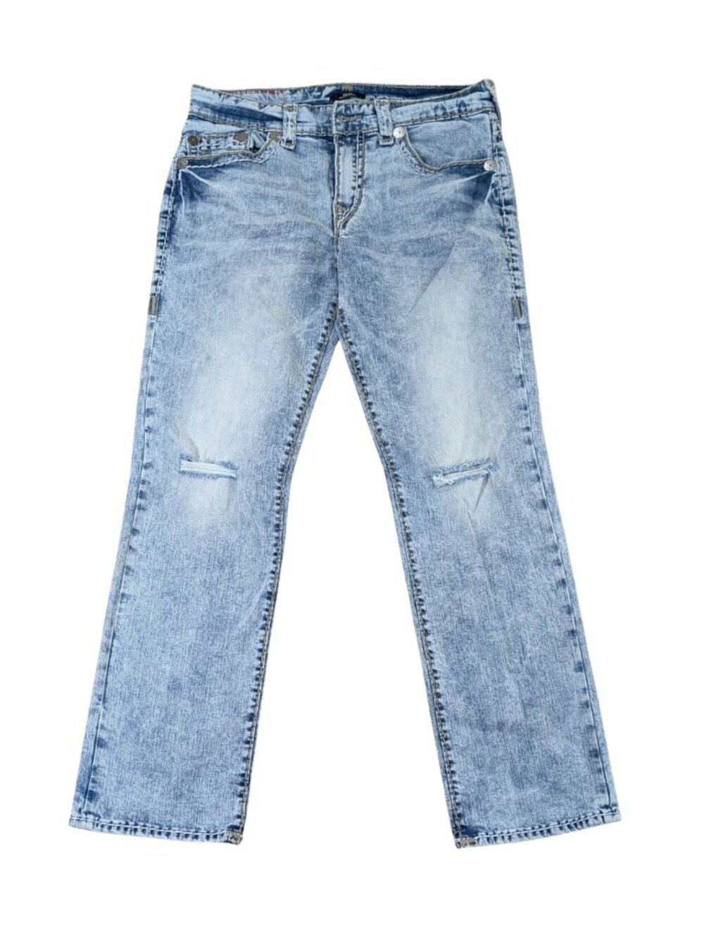 True Religion Ricky Relaxed Straight Acid Wash Jeans Mens